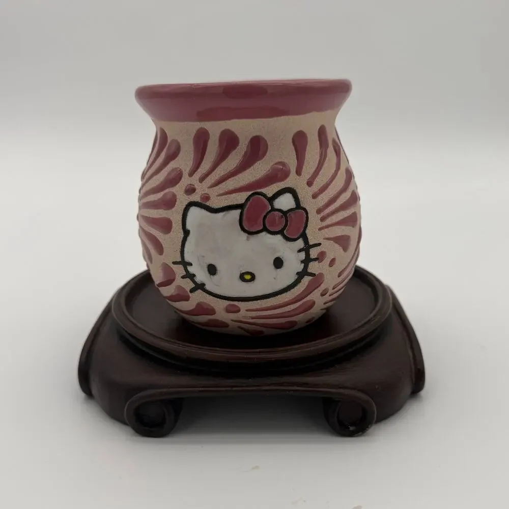 Hello Kitty Talavera Mexican Round Coffee Mug Taza Cafe Handmade Barro 16oz